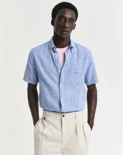 GANT - REG COTTON LINEN STRIPE SS SHIRT