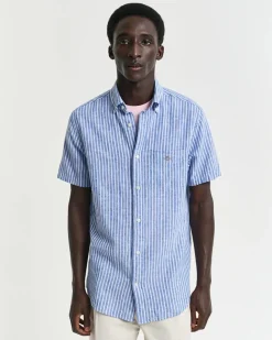 GANT - REG COTTON LINEN STRIPE SS SHIRT